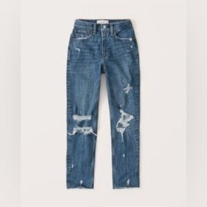 Abercrombie Curve Love Ankle Mom High Rise dark ripped 26